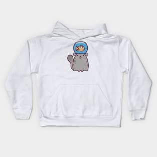 Silly Cartoon Cat With Goldfish Kids Hoodie